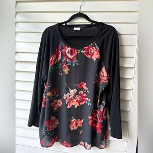 Black Floral Le Lis Long Sleeve Women's Top